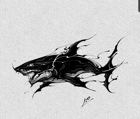 Hai Tattoo, Poseidon Tattoo, Shark Drawing, Goth Tattoo, Shark Art, Shark Tattoos, Dark Art Tattoo, Tattoo Style Drawings, Artist Logo