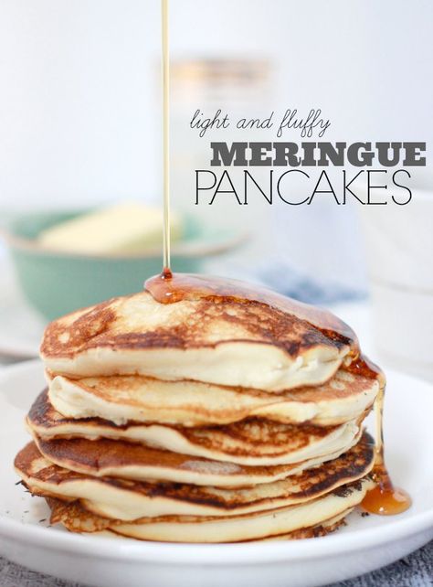 Fluffy Meringue Pancakes: Pancake Recipe Without Baking Powder- Baker Bettie Meringue Pancakes, Pancakes Recipe Without Baking Powder, Fluffy Meringue, Baking Powder Substitute, Baker Bettie, Easy Waffle Recipe, Chocolate Yogurt, Waffles Easy, Souffle Pancakes