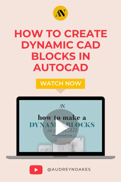 Pin showing screenshot of video tutorial that walks through how to make a dynamic block in AutoCAD Autocad Tips, Drawing Software, Interior Design Drawings, Cad Software, Interior Design Software, Cad Blocks, Interior Design Tips, Design Tips, Autocad