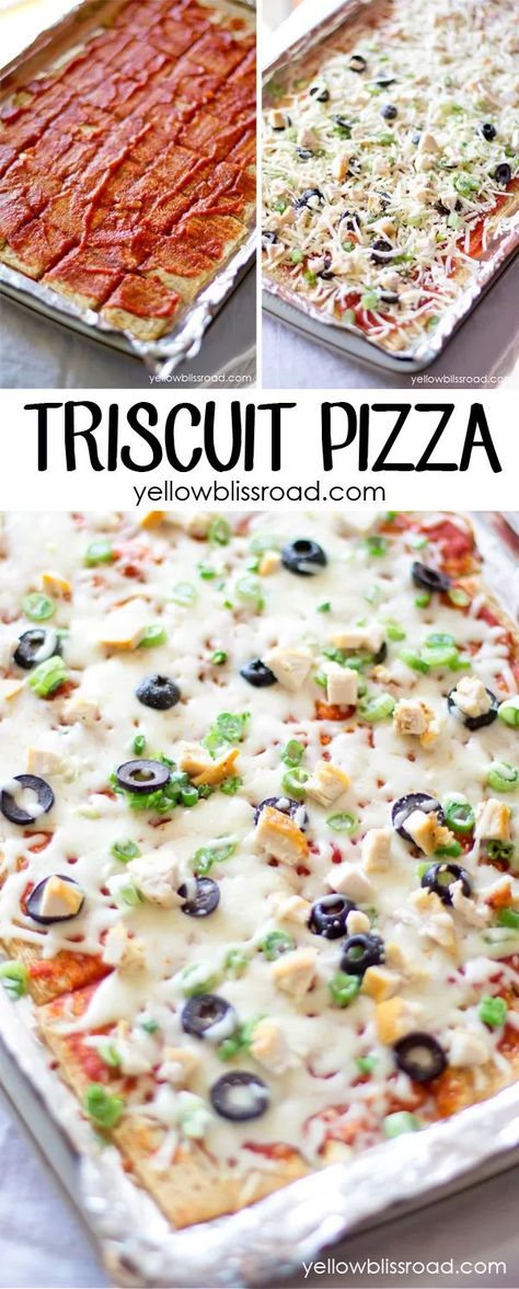 Triscuit Pizza - A healthy snack, lunch, or Game Day appetizer! Triscuit Pizza, Triscuit Recipes, Healthy Superbowl Snacks, Snack Lunch, Homemade Lunch, Game Day Appetizers, Quick Easy Snacks, Football Food, Party Food Appetizers