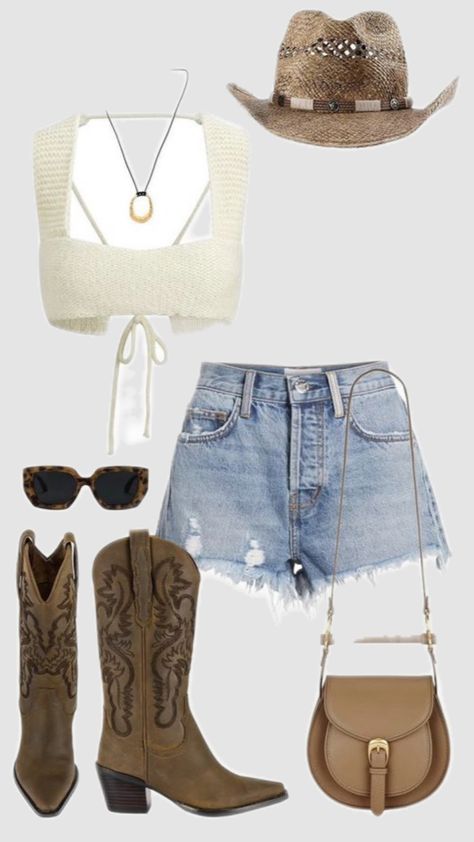 Everyday Western Outfits, Beach Concert Outfit, Aesthetic Country Concert Outfits, Stagecoach Outfit 2024, What To Where To A Country Concert, Country Concert Outfit Brown Boots, Summer Rodeo Outfits, Hangout Fest Outfit, Women’s Western Concert Outfit