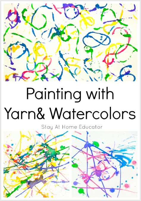 Painting With Yarn, Art Activity For Toddlers, Process Art Preschool, Art For Preschoolers, Open Ended Art, Activity For Toddlers, Art Activities For Toddlers, Yarn Painting, Painting Activities