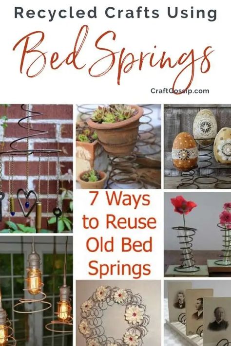 Bedspring Crafts, Mattress Spring Crafts, Rusty Bed Springs, Old Bed Springs, Bed Spring Crafts, Make Wind Chimes, Bed Spring, Spring Furniture, Old Beds