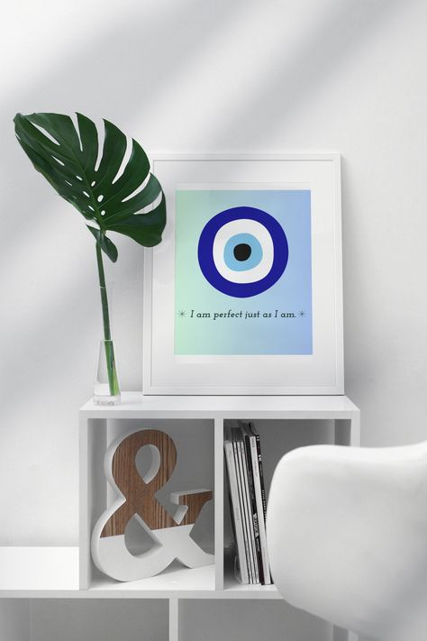 Eye Spiritual Art, Evil Eye Spiritual, Evil Eye Poster, Eye Spiritual, Eye Poster, Evil Eye Art, Gratitude Challenge, Home Decor Minimalist, Poster Blue