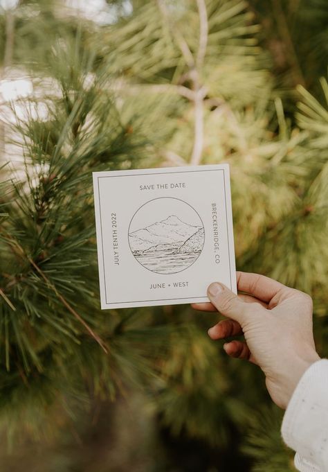 Camping Wedding Save The Date, Mountain Save The Date Ideas, Mountain Save The Date, Vermont Wedding Invitations, Hiking Wedding Invitations, Modern Mountain Style, Save The Date Mountains, Mountain Wedding Invites, Montana Wedding Invitations