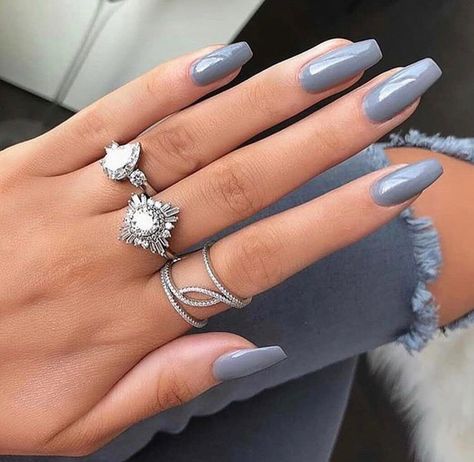 Grey Nails, Nude Nail Designs, Gray Nails, Classy Nails, Pretty Acrylic Nails, Short Acrylic Nails, Best Acrylic Nails, Gorgeous Nails, Cute Acrylic Nails