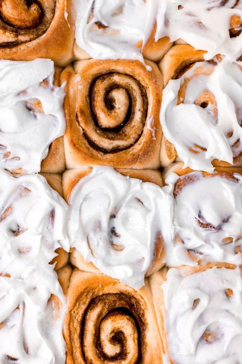 chai spiced cinnamon rolls topped with vanilla bean frosting Chai Cinnamon Rolls, Vanilla Bean Frosting, Classic Breakfast, Chai Spice, Bread Flour, Ground Cinnamon, Dry Yeast, Sugar And Spice, Golden Brown