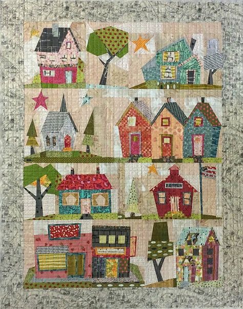 FWLHTOWN Colchas Quilting, Laura Heine, House Quilt Block, House Quilt Patterns, Creeper Minecraft, Appliqué Quilts, Paper Pieced Quilt Patterns, Row Quilt, Quilt Modernen