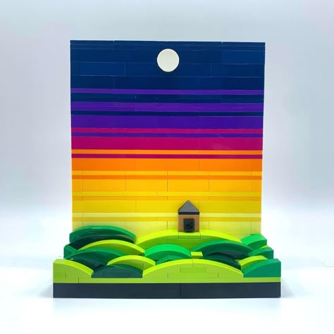 Lego Landscape Ideas, Small Lego Sets, Lego Dots Ideas, Lego Art Wall, Cool Lego Ideas, Lego Building Ideas, Lego Landscape, Lego Wall Art, Lego Diy Crafts