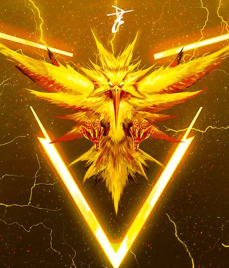 Pokemon Go Zapdos Instinct by DJBshadow Thunder Pokemon, Moltres Pokemon, Zapdos Pokemon, Rayquaza Pokemon, Phoenix Wallpaper, Kartu Pokemon, 150 Pokemon, Team Valor, Team Mystic