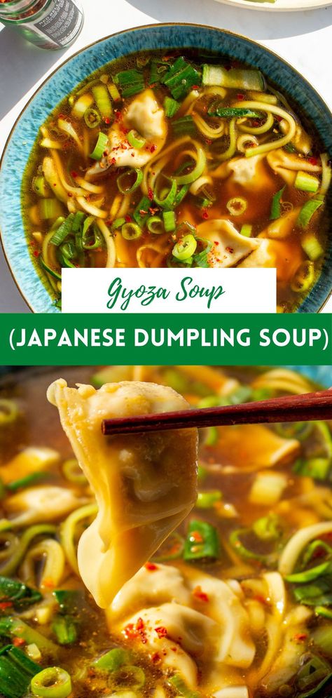 Gyoza Soup Recipe, Gyoza Soup, Soup Japanese, Homemade Broth, Easy Dumplings, Asian Soup Recipes, Resepi Biskut, Dumpling Soup, Frozen Dumplings