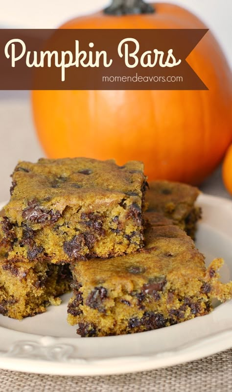 Pumpkin Chocolate Chip Bars, Biscuits Graham, Chocolate Chip Bars, Chocolate Pumpkin, Cheese Pumpkin, Pumpkin Chocolate Chip, Spice Cake Mix, Pumpkin Bars, Pumpkin Recipes Dessert