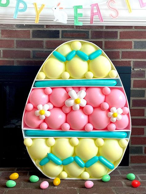 Easter Egg Mosaic from Balloons Egg Mosaic Template Easter | Etsy Balloon Props, Egg Mosaic, Easter Balloon Decor, Mosaic Balloon, Animal Mosaic, Easter Egg Hunt Party, Alphabet Frames, Balloon Template, Easter Backdrops