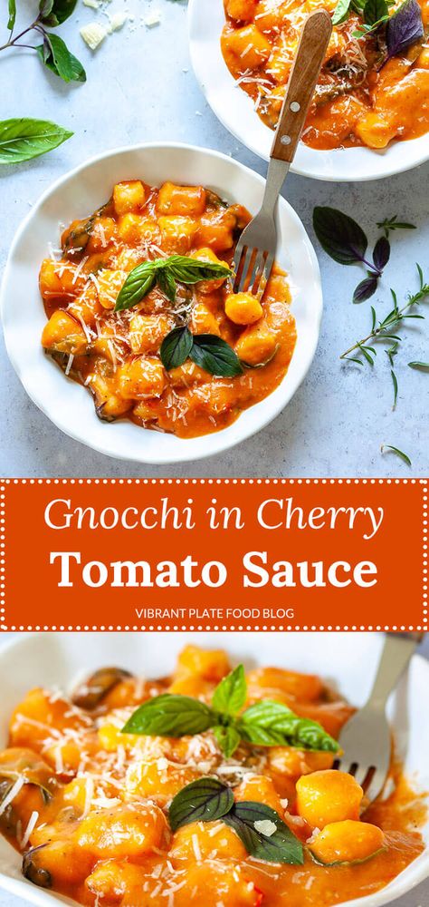 Cherry Tomato Gnocchi, Gnocchi Cherry Tomato Recipes, Gnocchi Cherry Tomatoes, Gnocchi With Cherry Tomatoes, Tomato Gnocchi, Vegan Cherry Tomato Recipes, Cherry Tomato, Gnocchi Tomato Sauce, Cherry Tomato Pasta Sauce