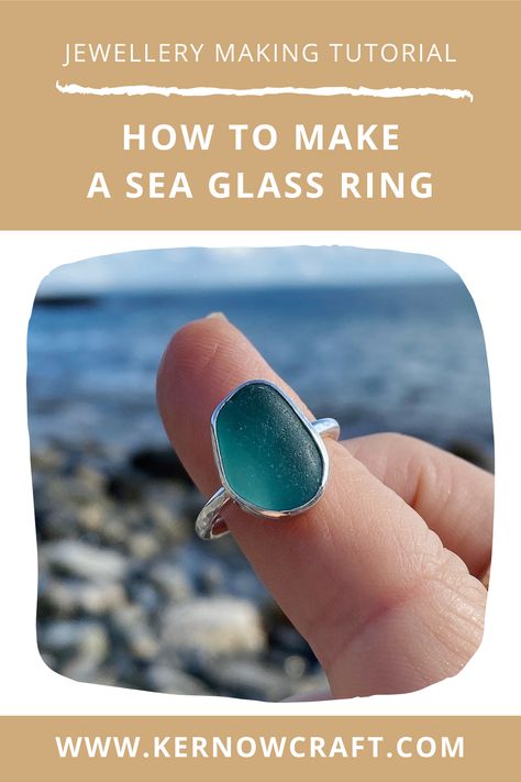 Sea Glass Jewelry Diy, Sea Glass Diy, Sea Glass Art Projects, Silversmithing Jewelry, Pebble Jewelry, Jewelry Making Cord, Beach Glass Crafts, Metal Jewelry Making, Sea Glass Ring