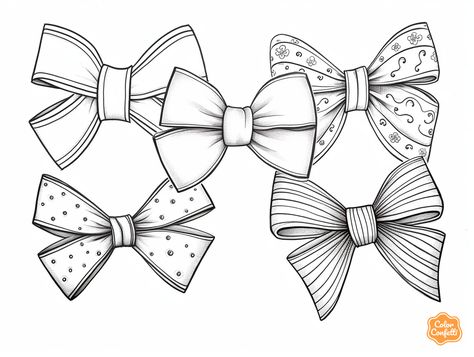 illustration of Holiday bows and ribbons to color Bow Coloring Pages, Mandala Turtle, Coloring Page For Adults, Holiday Bows, Charming Christmas, Fantasy Fairy, Christmas Bows, Winter Fun, Adult Coloring Pages