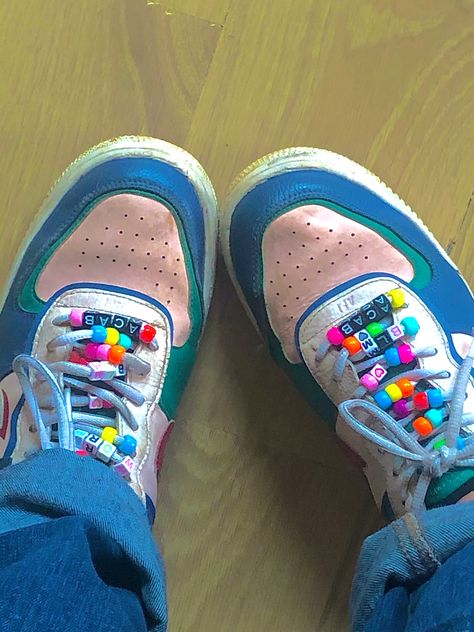 Sneakers With Beads On Laces, Shoe Beads Laces, Beaded Sneakers, Beaded Shoe Laces, Shoe Lace With Beads, Shoe Lace Beads, Shoes With Beads On Laces, Converse With Beads On Laces, How To Put Beads On Shoe Laces