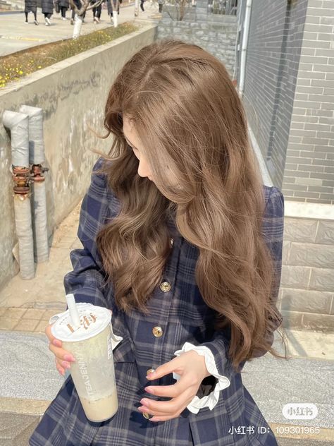 Nescafe Hair Color, Milk Tea Hair Color On Curly Hair, Milktea Brown Hair Color Asian, Milky Brown Hair Color, Milky Tea Hair Color, Honey Tea Brown Hair Color, Milktea Brown Hair Color, Milky Brown Hair, Milk Tea Brown Hair