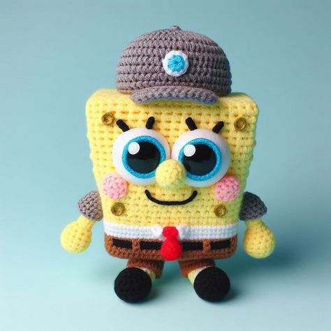 Spongebob Pattern, Cartoon Crochet, Crochet Spongebob, Spongebob Crochet Pattern Free, Crochet Spongebob Amigurumi Free Pattern, Amigurumi Cartoons, Spongebob Amigurumi, Spongebob Crochet, Free Crochet Spongebob Patterns