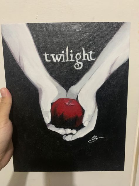 #twilightpainting Twilight Canvas Painting, Twilight Painting Ideas On Canvas, Twilight Paintings Easy, Vampire Painting Easy, Twilight Drawings Ideas, Tvd Painting Ideas, Painting Ideas Long Canvas, Twilight Painting Ideas, Twilight Paintings