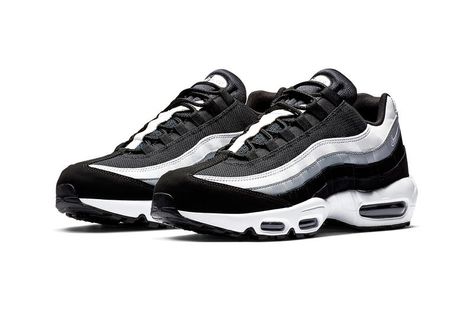 Nike Air Max 95 Black/Wolf Grey/White Release | HYPEBEAST Nike Air Max 95 Black, Air Max 95 Black, Artsy Shoes, Nike 95, Airmax Nike, Nike Sneakers Mens, Fly Shoes, Sneakers Luxury, Black Nike Shoes