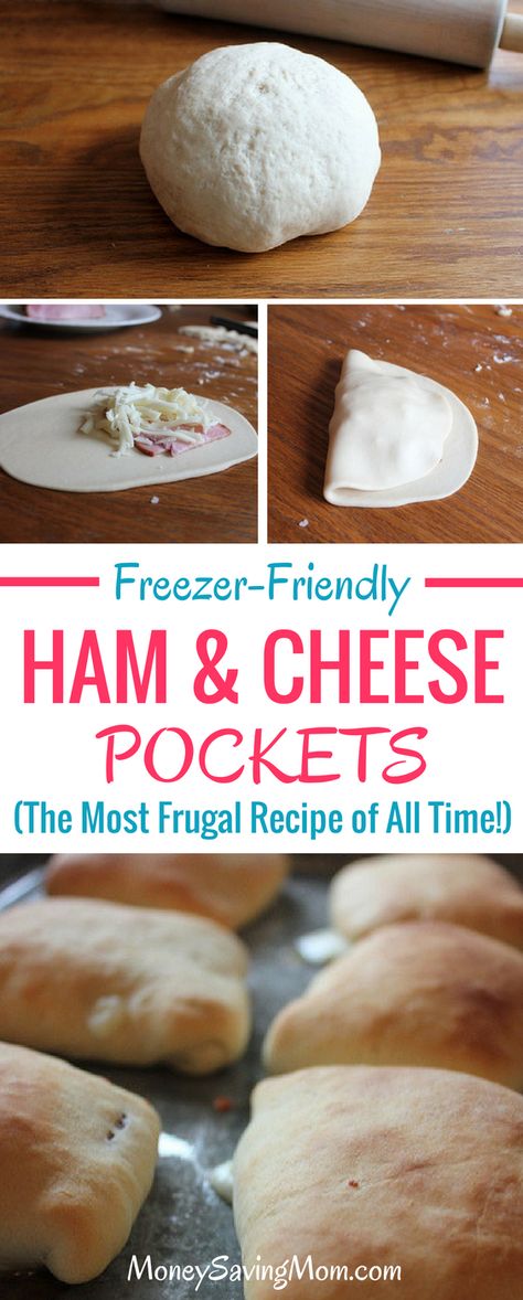 Ham And Cheese Pockets, Cheese Pockets, Hot Pocket Recipes, Freezer Lunches, Budget Freezer Meals, Freezer Friendly Meals, Freezable Meals, Lunch Meat Recipes, Make Ahead Freezer Meals