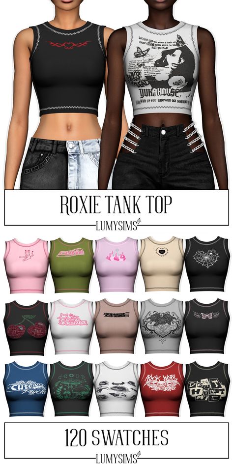 ROXIE TANK TOP | Patreon Ts4 Cc Patreon Clothes, Cc Patreon, Clothes Cc, Sims 4 Tsr, Cc Clothes, Pelo Sims, The Sims 4 Packs, Sims 4 Game Mods, Sims 4 Body Mods