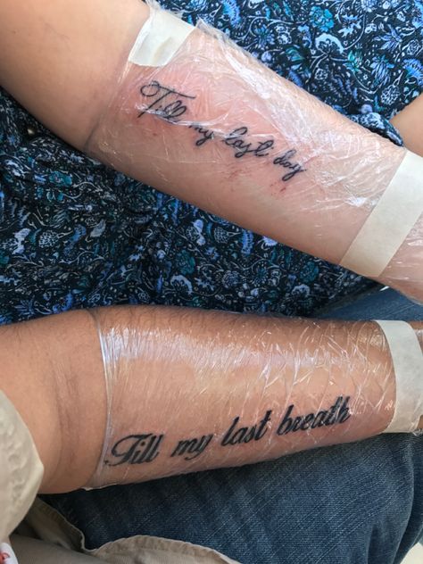 his and hers tattoos For Her Always Tattoo, Couples Scripture Tattoos, Tattoos For Husband And Wife Marriage, Trouble Tattoo Ideas, Matching Tattoos Couples Bible Verse, Couples Wedding Tattoos, Husband And Wife Tattoos Unique Country, Wife Husband Tattoo, Matching Daddy And Daughter Tattoos