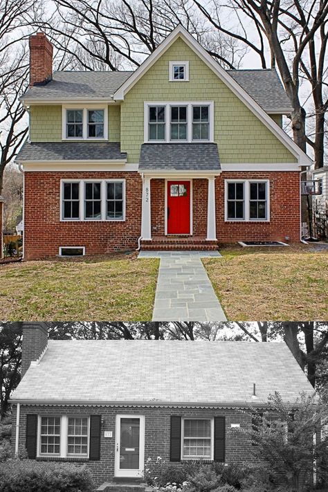 A modest brick Cape Cod style house was gutted and expanded by removing the roof and interior partitions. Special attention was paid to making the new second story look as if it had always been there. Cape Cod Dormer Addition, Adding A Second Story To A Ranch, Cape Cod Bump Out Addition, Ranch House Second Story Addition, Partial Second Story Addition Ranch, Cape Cod House Second Floor Addition, 2nd Floor Addition, Ranch House Additions, Cape Cod House Interior