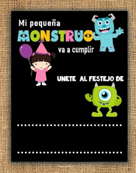 Monsters Inc Invitations, Monsters Inc Decorations, Buu Monster Inc, Monster Co, Birthday Party Invitations Diy, Monsters Inc Boo, Monster Inc Birthday, Monster Inc, Kawaii Disney