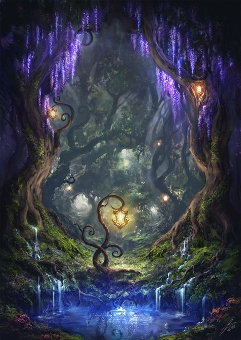 Fantasy Artwork Surrealism, Fantasy Artwork Landscape, Art Cyberpunk, Fantasy Background, Fantasy Forest, Fantasy Places, Midsummer Nights Dream, Fantasy Art Landscapes, Fantasy Concept Art