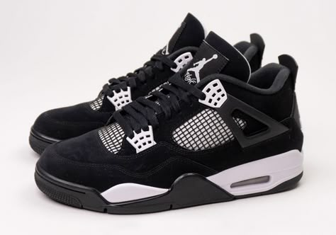 Official Retailer Images Of The Air Jordan 4 "White Thunder" Black And White Jordans, Nike Shoes Women Fashion, Jordan 4 White, Jordan 4’s, Jordan 4 Black, Red Thunder, Jordan 4s, Pretty Shoes Sneakers, Jordan Shoes Retro