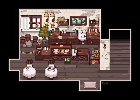 Pixel Building, Building Reference, Games Design, Video Game Design, Pixel Art Games, Cafe Art, Cup Ideas, Rpg Maker, Pixel Art Design