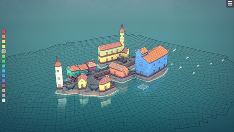 Gallery of New Building Game Townscaper Allows Users to Build their Own City - 10 Townscraper Game, Townscaper Ideas, City Builder Games, City Building Game, City Builder, Construction Games, Island Town, Cute Little Houses, Town Building