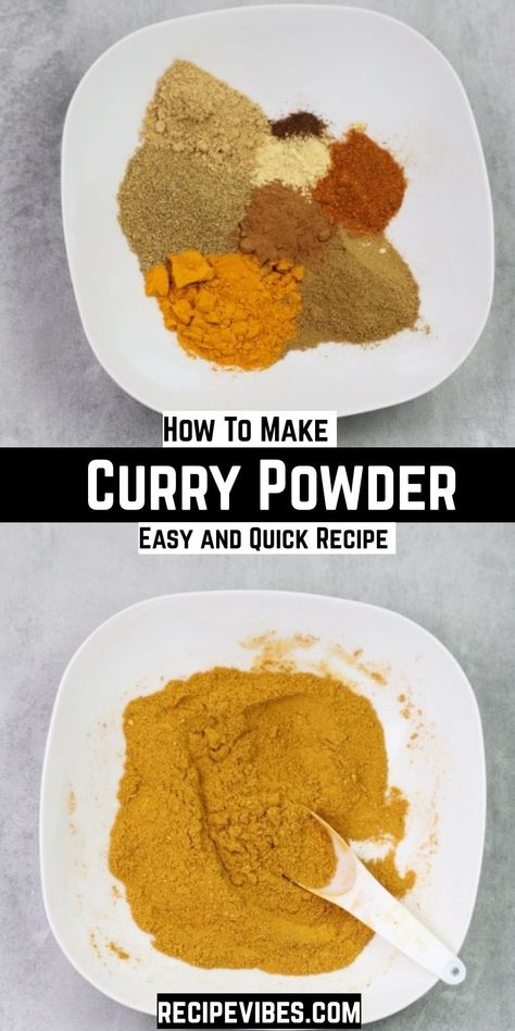 This homemade curry powder is packed full of flavor, easy, and quick to make taking less than 5 minutes to put together. This DIY curry powder is so good you won't go back to store bought. Use for curries, stews, sauces, and many other dishes. Diy Curry Powder, Curry Seasoning Spice Mixes, Indian Curry Powder Recipes, How To Make Curry Powder, Curry Spice Mix Recipes, Curry Seasoning Recipes, Recipes Using Curry Powder, Curry Spice Recipe, Mild Curry Powder Recipe