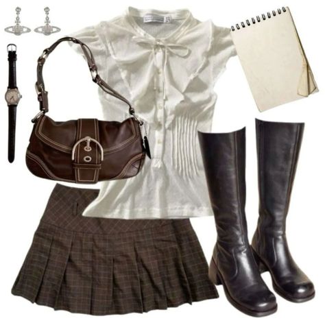 Vintage academia vibes with a modern twist! This look is perfect for fall with cozy textures, classic plaid, and statement boots. #VintageAcademia #FallOutfit #ClassicStyle #OOTD" Academia Aesthetic Outfit, Vintage Academia, Statement Boots, Dark Academia Outfits, Academia Outfits, Downtown Outfits, Dark Academia Fashion, Academia Fashion, Downtown Girl