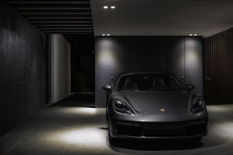 Contemporary Garage Interior, Dark Garage Interior, Modern Garage Design Interior, Modern Garage Interior, Dark Garage, Black Garage, Garage Design Interior, Luxury Car Garage, Warehouse Home