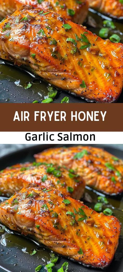 Air Fryer Honey Garlic Salmon Recipe  Quick & Easy Honey Salmon Recipes, Salmon Air Fryer, Salmon In Air Fryer, Air Fryer Salmon, Honey Garlic Salmon, Honey Salmon, Garlic Salmon, Healthy Salmon Recipes, Easy Salmon Recipes