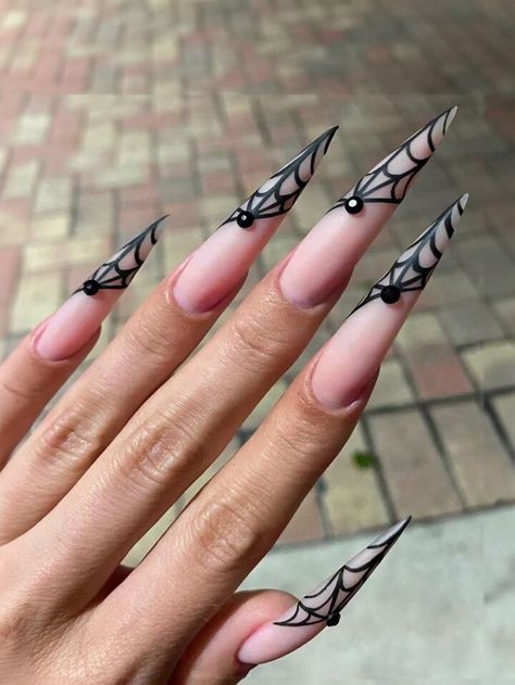 Free Returns ✓ Free Shipping✓. Get Glamorous with 24 PCS of Long Tapering Fake Nails Black Spider Web Press-on Nails- undefined at SHEIN. Pink Stiletto Nails, Flame Pattern, Pink Stilettos, Cute Clown, Cool Girl Style, Fake Nails With Glue, Fake Nail, Nail Games, Stiletto Nails