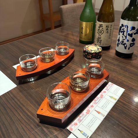 Traditional Japanese dinner with a sake tasting flight 🗼✨ Sake Tasting, Japanese Dinner, Traditional Japanese, Japanese Traditional, Sake, Flight, Quick Saves