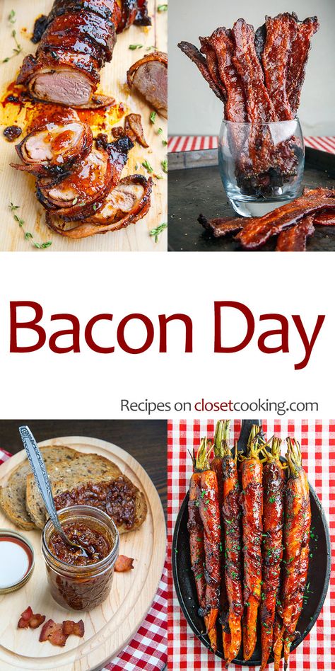 The ultimate collection of the best bacon recipes for National Bacon Day! Baconlicious! Unique Bacon Recipes, National Bacon Day, Bacon Party, Bacon Day, Bacon Dishes, Bacon Fried Cabbage, Closet Cooking, Pork Bacon, Best Bacon