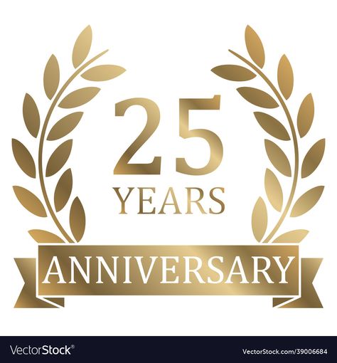 Golden Laurel Wreath, 25 Year Anniversary, Golden Jubilee, Laurel Wreath, Eps Vector, Business Names, Transparent Png, 25 Years, Vector File