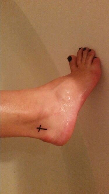 My very own and first tattoo... Represents and symbolizes my Faith and the Bible verse "Walk by faith, not by sight"... #Tattoo #cross #foot Cross Tattoo Placement, Faith Foot Tattoos, Tiny Cross Tattoo, Peter Pan Tattoo, Woman Tattoos, Simple Cross Tattoo, Tattoo Cross, Small Tattoo Placement, By Faith Not By Sight