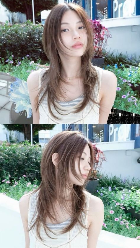 2016 Haircut Japan, Tota Haircuts, Asian Woman Hairstyles, Wold Cute Hair, Hush Haircut With Bangs, Asian Mid Length Hair, Layered Hair No Bangs, Japanese Wolf Haircut, Japanese Layered Haircut