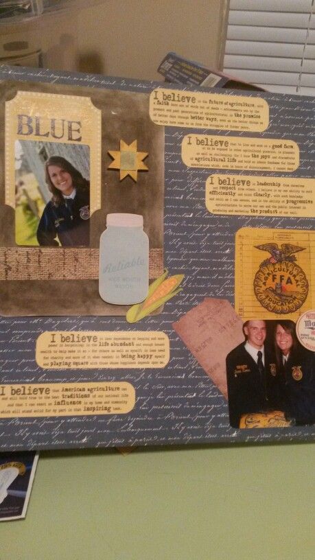 Ffa Scrapbook Ideas, Ffa Scrapbook, Officer Party, Senior Scrapbook Ideas, Beginner Scrapbooking, Scrapbook Cover, Graduation Party Planning, Scrapbooking Pages, Creative Memories Scrapbooking