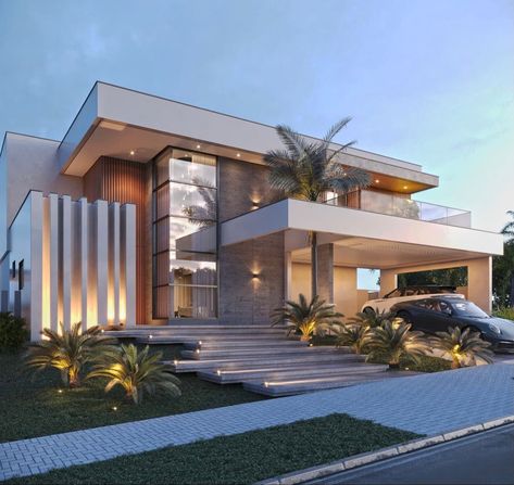 Architecture Modern, Modern House Facades, Modern Exterior House Designs, House Gate Design, Duplex House Design, Modern Architecture House, Residential House, Luxury Villas, Luxury Homes Dream Houses