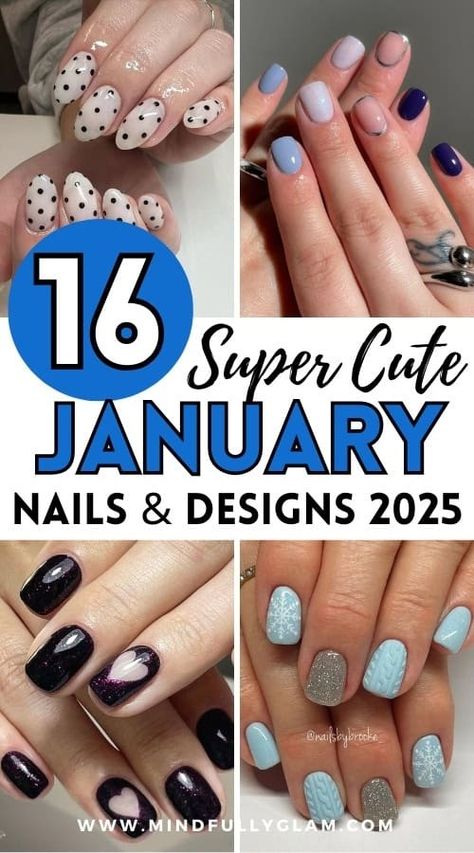 january nails 2025 Nails Febuary 2024, Nails Design For January, Simple Nails For January, January Theme Nails, Popular January Nail Colors, Winter Gel Nails Designs, January Nail Dip Ideas, January Dipped Nails, Nail Ideas Powder Dip