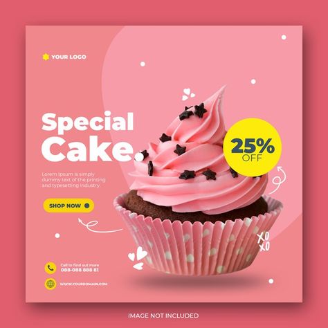 Cute cake instagram post template | Premium Psd #Freepik #psd #food Learn Graphic Design, Cake Instagram, Social Media Banner Design, Ad Banner, Banner Design Inspiration, Cute Cake, Desain Editorial, Feed Insta, Publicidad Creativa