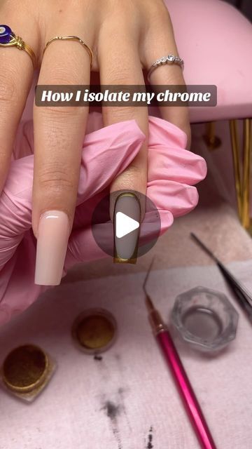 𝐿𝒾𝓁𝓁𝒾𝒶𝓃 💗 on Instagram: "Little tutorial on how I isolate my chrome 💗 hope it helps for those that asked!  - using “classic nude” by @vbeautypure  - - #nails #nailart #nailartclub #nailstagram #chromenails #tutorial #chrometutorial #nailtech #explore #explorepage✨ #nails2inspire #nailsmagazine #nailsoftheday #nailtechnician #nailtutorial" How To Isolate Chrome, Isolated Chrome Nails Tutorial, Chrome Nails Tutorial Videos, Chrome Nail Tutorial, How To Do Chrome Nails Step By Step, Isolated Chrome Nails, How To Do Chrome Nails, Nude Nails With Chrome, Diy Chrome Nails