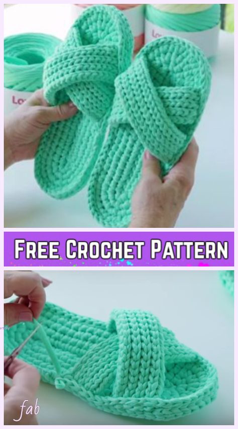 Crochet Criss Cross Spa Slippers Free Crochet Pattern-Video Mint Shoes, Crochet Flip Flops, Crochet Slippers Free Pattern, Crochet Slipper Pattern, Crochet Sandals, Crochet Socks, Crochet Booties, Slippers Pattern, Crochet Shoes